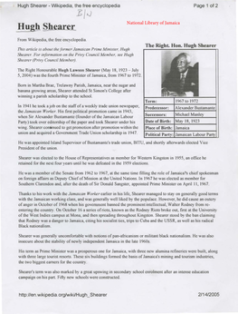 Hugh Shearer - Wikipedia, the Free Encyclopedia Page 1 of 2 Z I J Hu H Shearer National Library of Jamaica