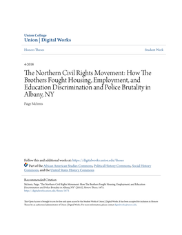 The Northern Civil Rights Movement: How the Brothers Fought Housing, Employment, and Education Discrimination and Police Brutality in Albany, NY