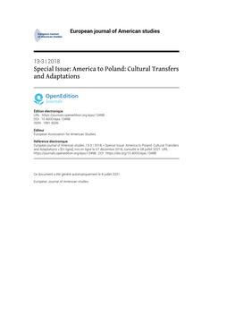 America to Poland: Cultural Transfers and Adaptations