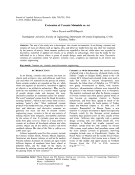 Evaluation of Ceramic Materials on Art