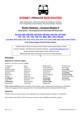 Route Histories – Contract Region 4 (Hills District: Parramatta-Pennant Hills-Castle Hill-Rouse Hill)