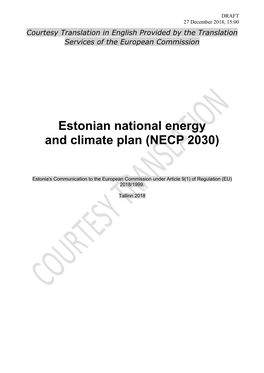 Estonian National Energy and Climate Plan (NECP 2030)