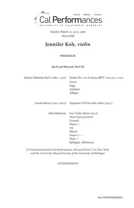 Jennifer Koh, Violin