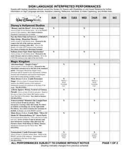 Sign Language Schedule-4/19/97