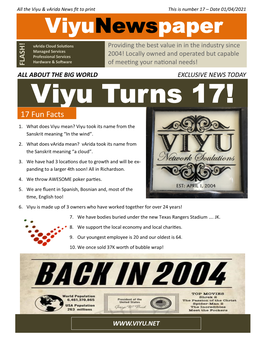 Viyu Turns 17! 17 Fun Facts 1