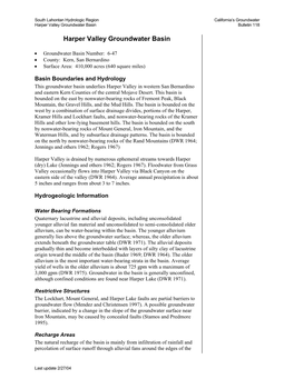 Harper Valley Groundwater Basin Bulletin 118