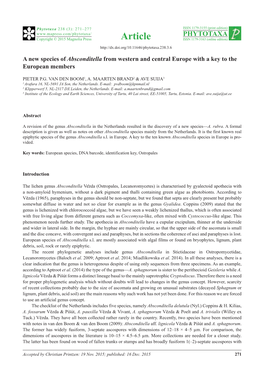 A New Species of Absconditella from Western and Central Europe with a Key to the European Members