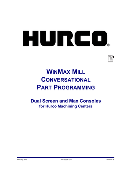 Winmax Mill Conversational Part Programming