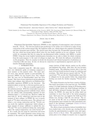 Pulsational Pair-Instability Supernova I: Pre-Collapse Evolution and Pulsation Shing-Chi Leung1, Ken’Ichi Nomoto1, Ming-Chung Chu3, Sergei Blinnikov1,21,2,3