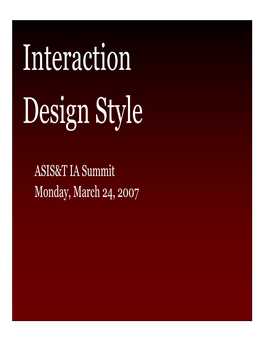 Interaction Design Style