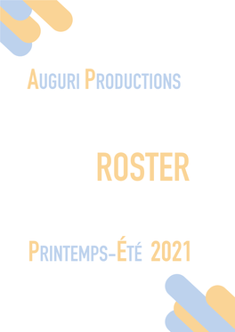 Printemps-Été 2021 Auguri Productions