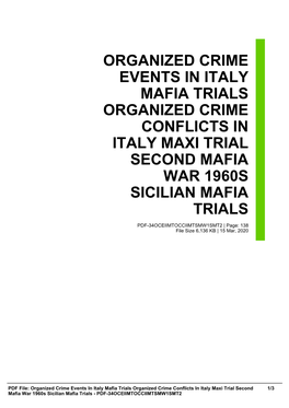 Organized Crime Events in Italy Mafia Trials Organized Crime Conflicts in Italy Maxi Trial Second Mafia War 1960S Sicilian Mafia Trials