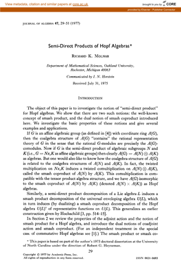 Semi-Direct Products of Hopf Algebras*