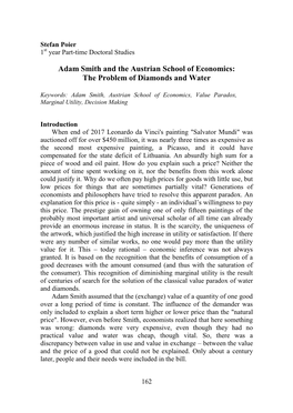 Adam Smith and the Austrian School of Economics: the Problem of Diamonds and Water