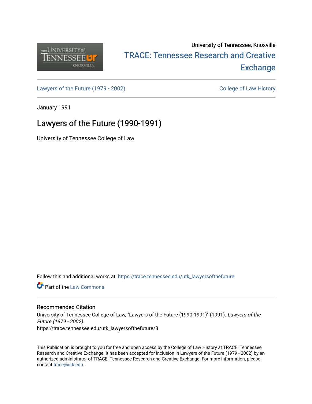 Lawyers of the Future (1979 - 2002) College of Law History