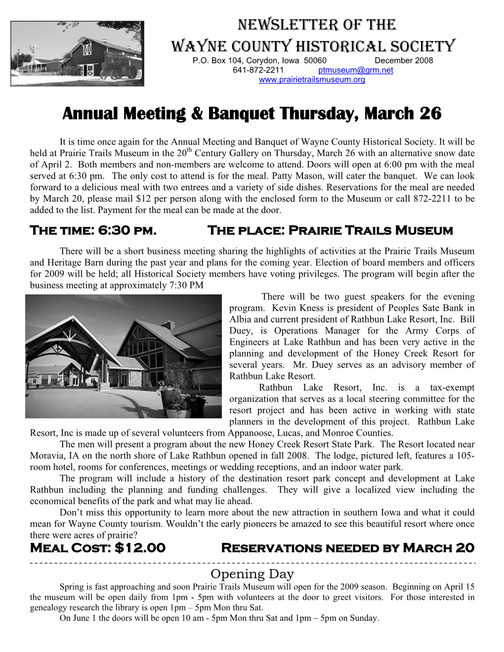 Newsletter of the Wayne County Historical Society P.O
