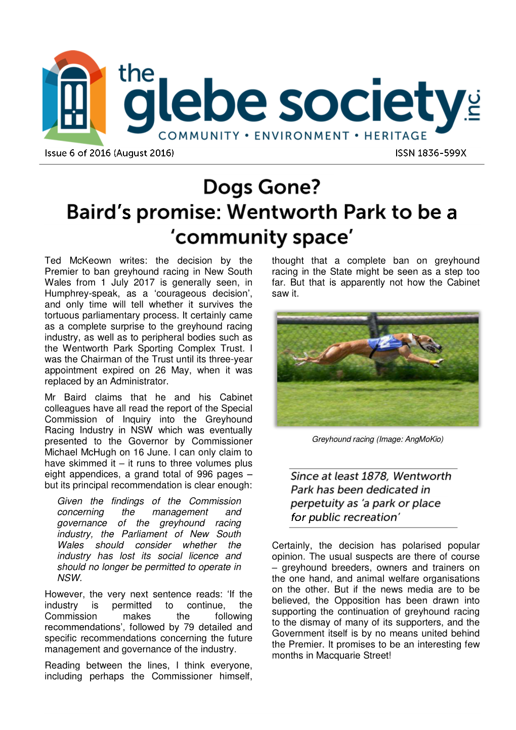 Glebe Society Bulletin 2016 Issue 06