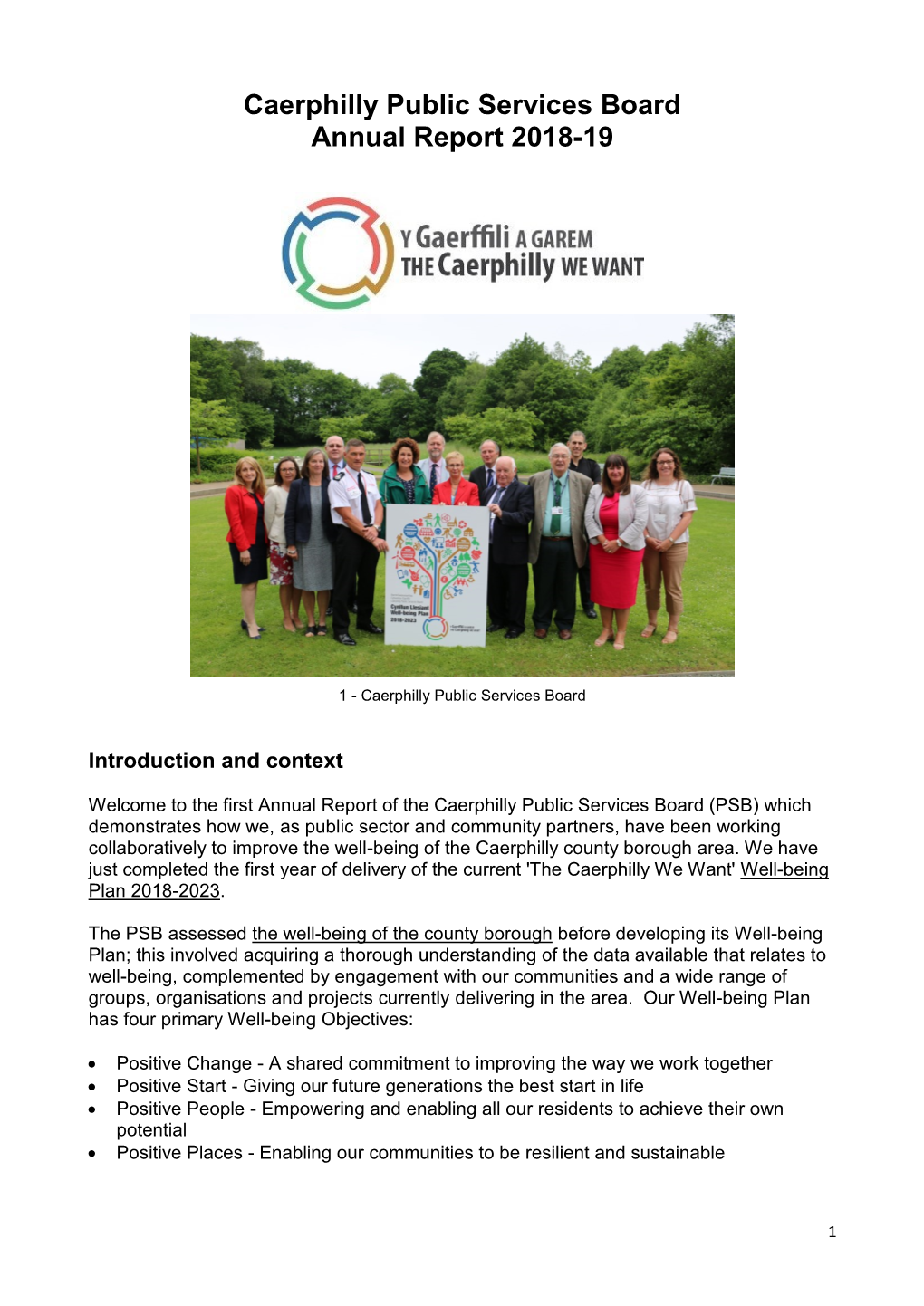 Caerphilly Public Services Board Annual Report 2018-19