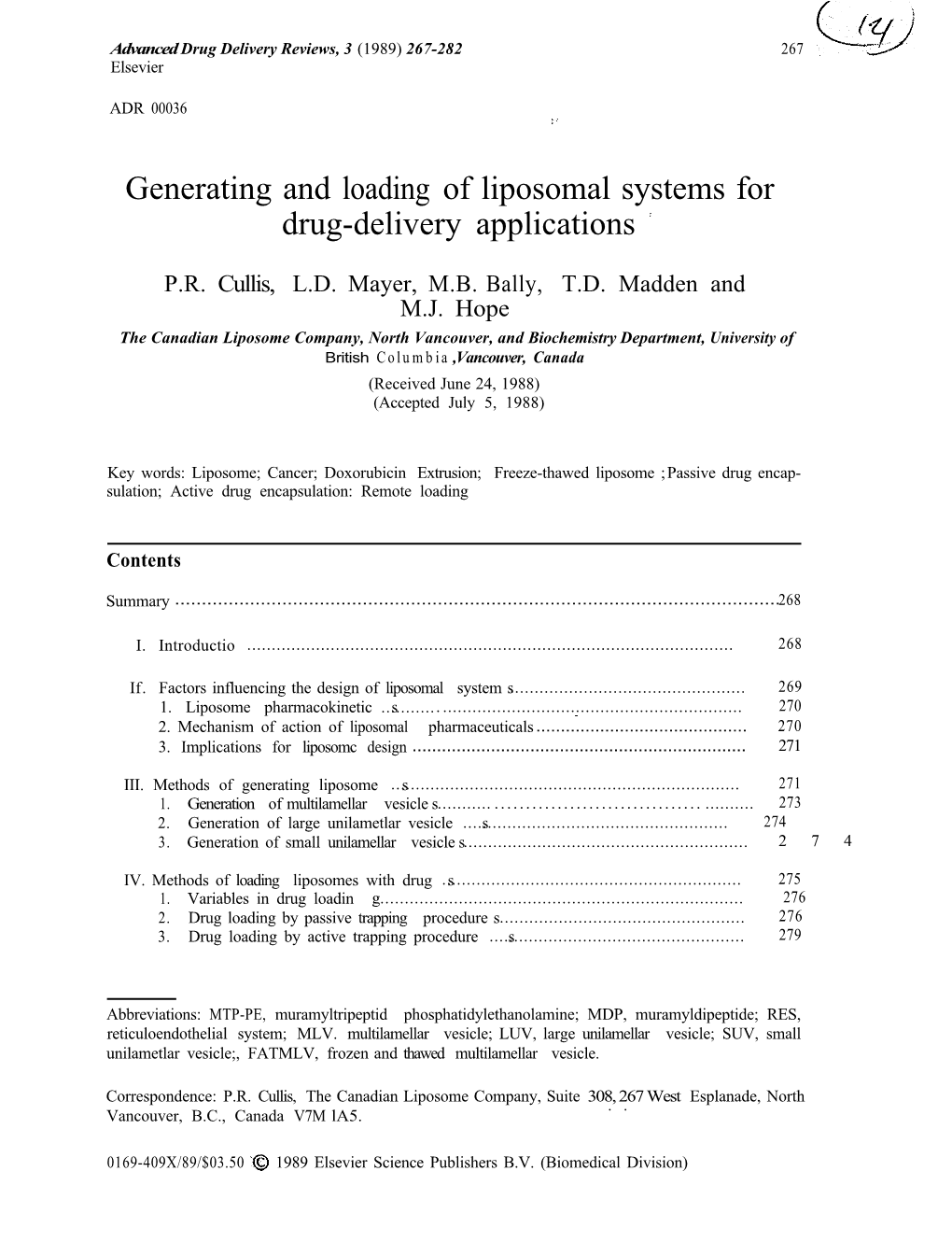 Generating and Loading of Liposomal Systems for Drug-Delivery