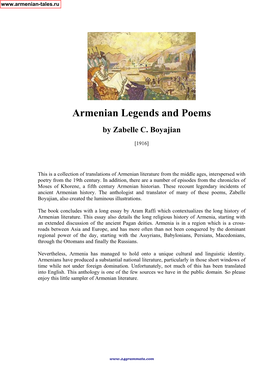 Armenian Legends and Poems by Zabelle C