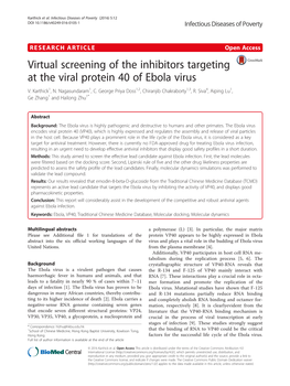 Virtual Screening of the Inhibitors Targeting at the Viral Protein 40 of Ebola Virus V