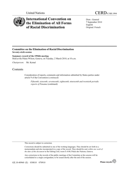 International Convention on the Elimination of All Forms of Racial Discrimination, Domestic Arrangements for Recording Reports, and Prohibited Acts and Expressions