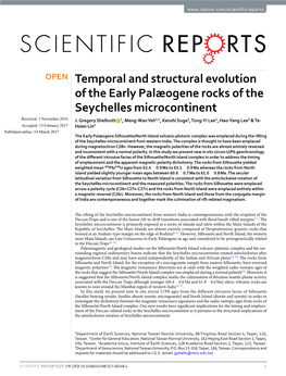 Temporal and Structural Evolution of the Early Palæogene Rocks of the Seychelles Microcontinent Received: 1 November 2016 J