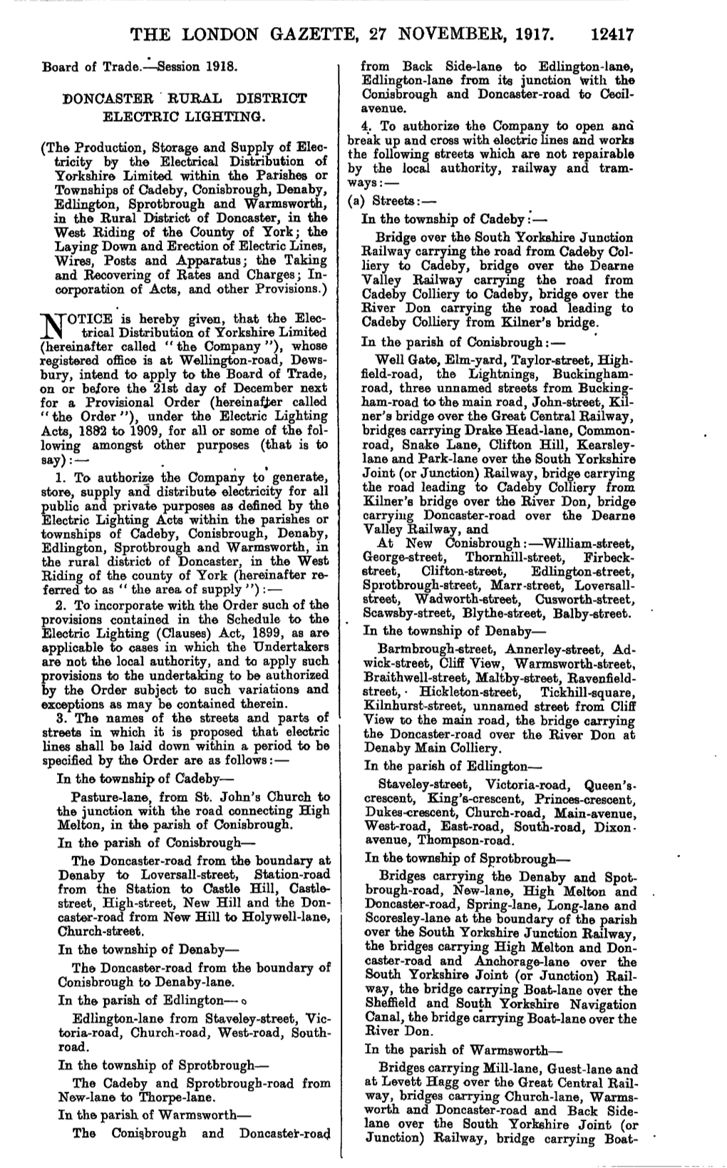 The London Gazette, 27 November, 1917. 12417
