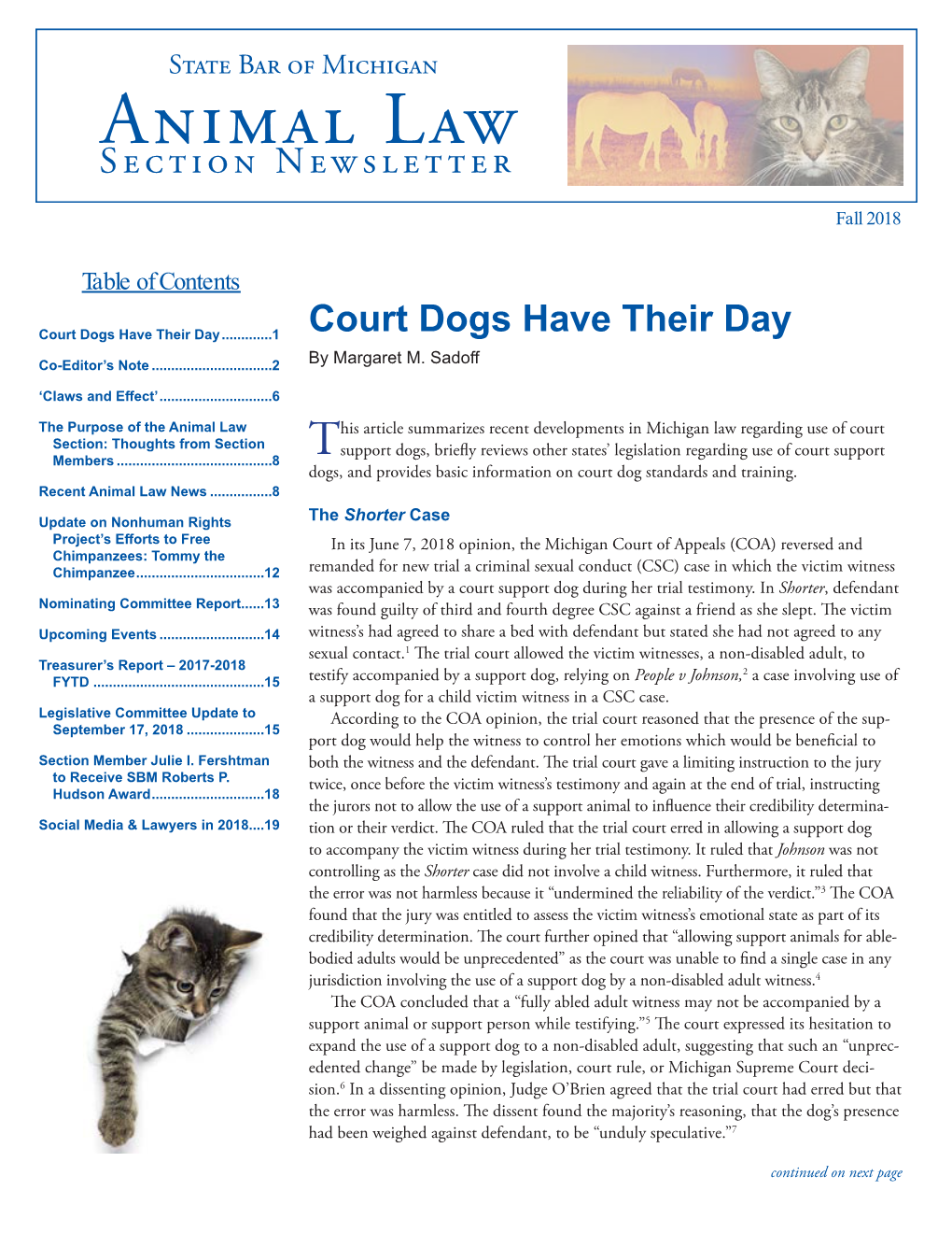 Animal Law Newsletter—Fall 2018