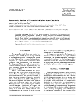 Taxonomic Review of Zavreliella Kieffer from East Asia