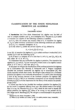 Classification of the Finite Nonlinear Primitive Lie Algebras