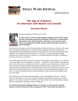 Interview of Martin Van Creveld