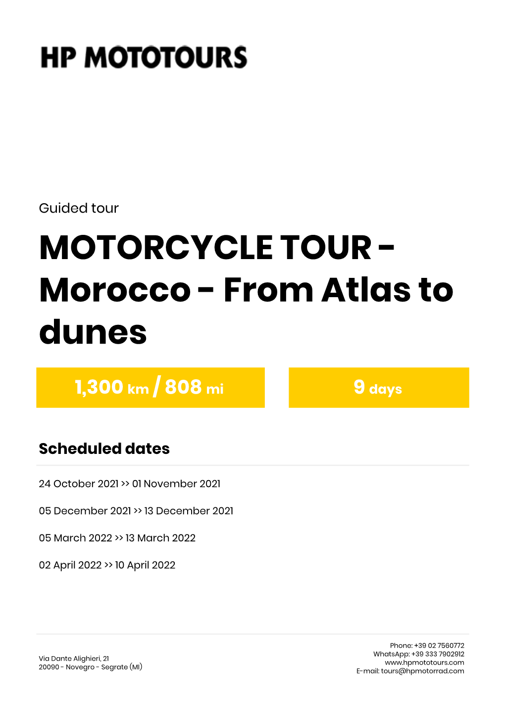 MOTORCYCLE TOUR - Morocco - from Atlas to Dunes