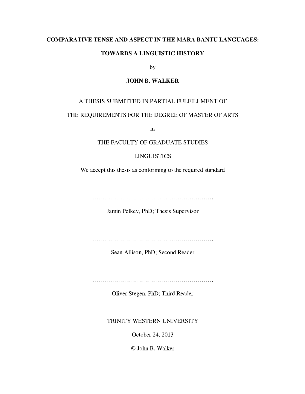 Comparative Tense and Aspect in the Mara Bantu Languages