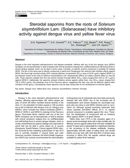 Steroidal Saponins from the Roots of Solanum Sisymbriifolium Lam. (Solanaceae) Have Inhibitory Activity Against Dengue Virus and Yellow Fever Virus