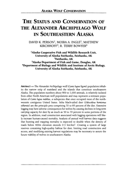 THE STATUS and CONSERVATION of the ALEXANDER Archipelago WOLF in SOUTHEASTERN Alaska