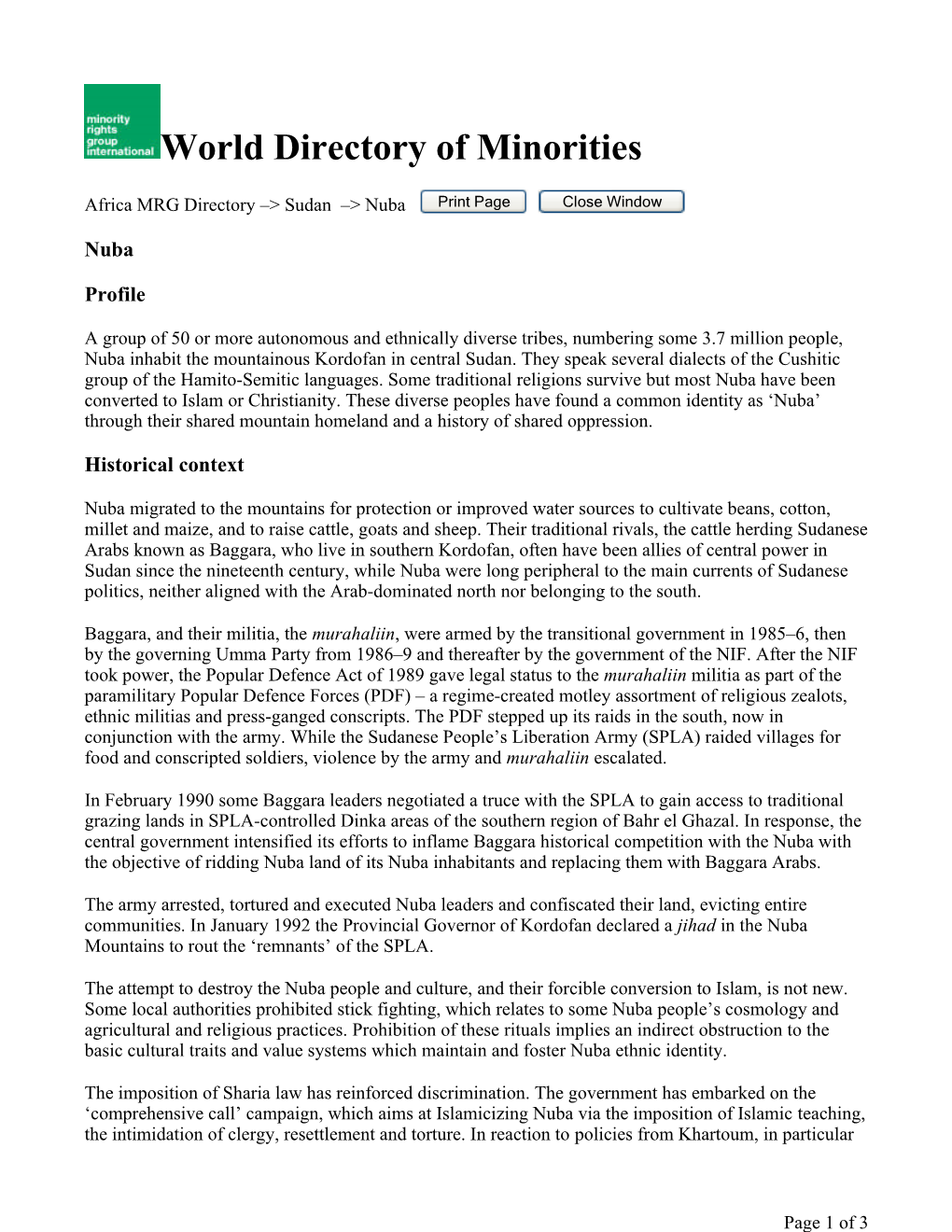 World Directory of Minorities