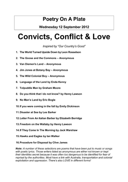 Convicts, Conflict & Love