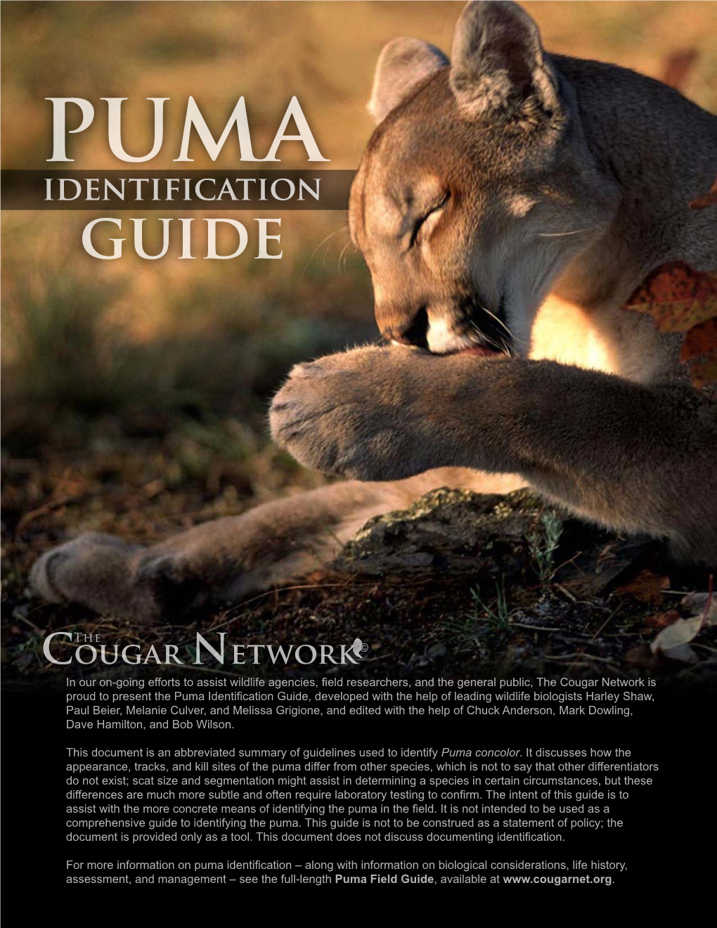 Puma Field Guide, Available At