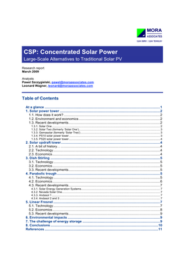 CSP: Concentrated Solar Power Large-Scale Alternatives to Traditional Solar PV