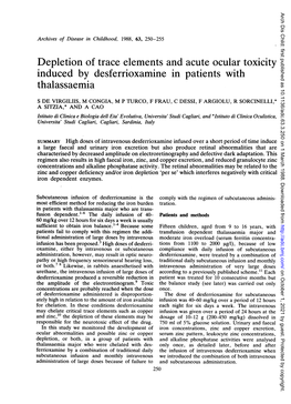 Depletion of Trace Elements and Acute Ocular Toxicity Induced by Desferrioxamine in Patients with Thalassaemia