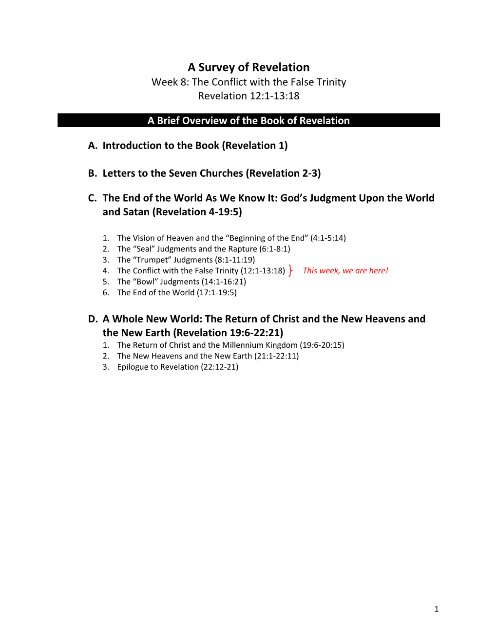 A Survey of Revelation Week 8: the Conflict with the False Trinity Revelation 12:1-13:18