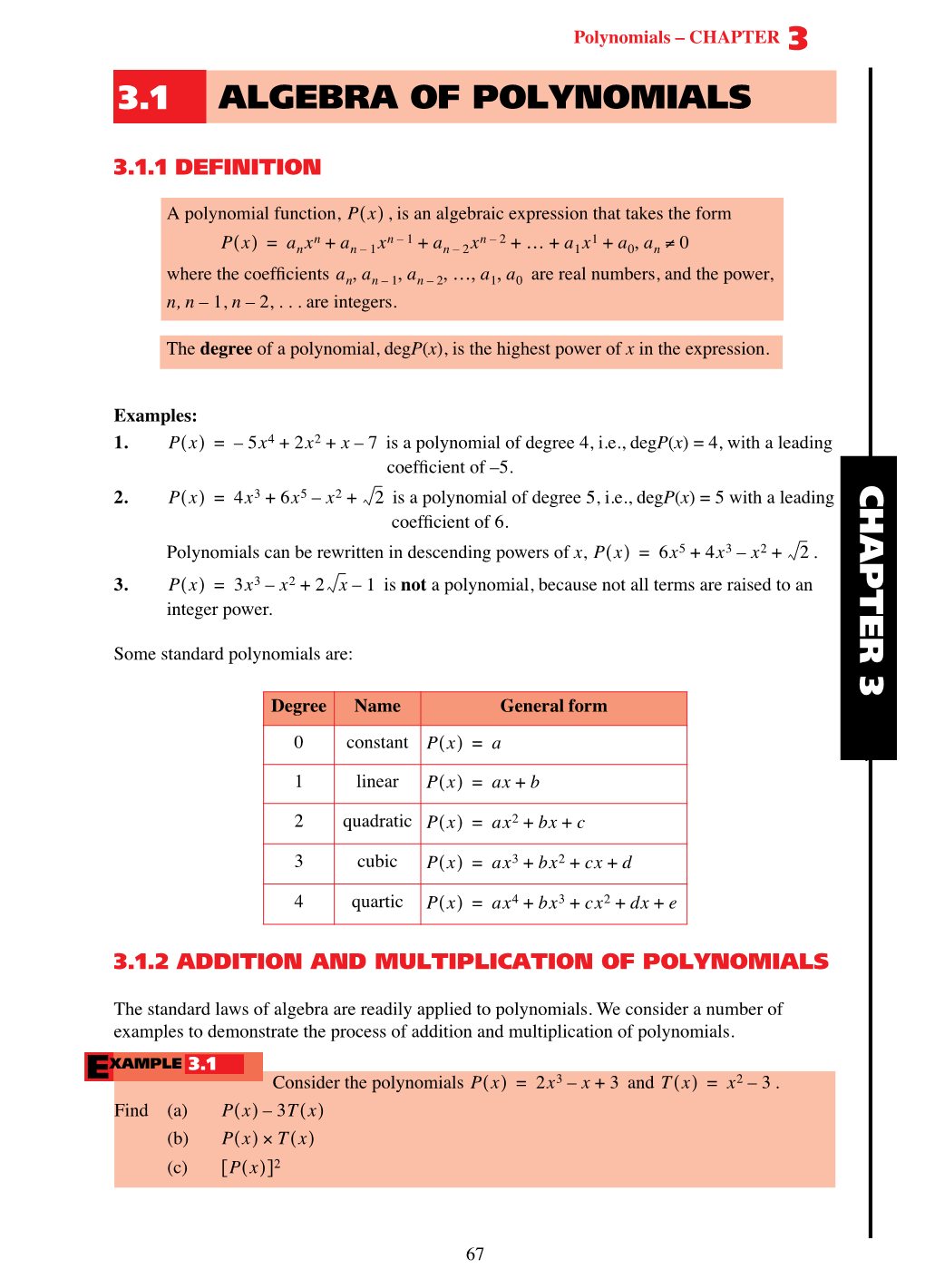 3 Algebra of Polynomials 3.1 Chapter