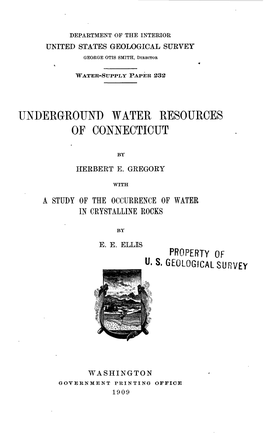 Underground Water Resources of Connecticut