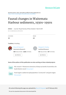 Faunal Changes in Waitemata Harbour Sediments, 1930S‐1990S