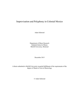 Improvisation and Polyphony in Colonial Mexico