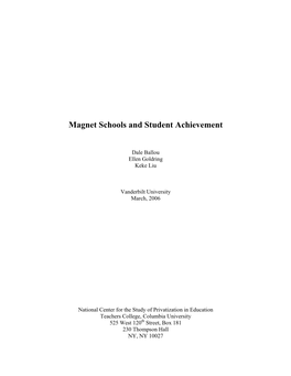 Magnet Schools and Student Achievement