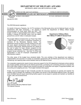 MILITARY AFFAIRS DEPT Agency Overview