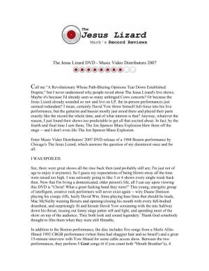 The Jesus Lizard DVD - Music Video Distributors 2007