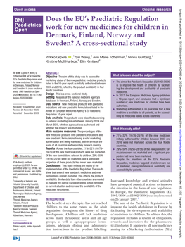 Does the EU's Paediatric Regulation Work for New Medicines for Children